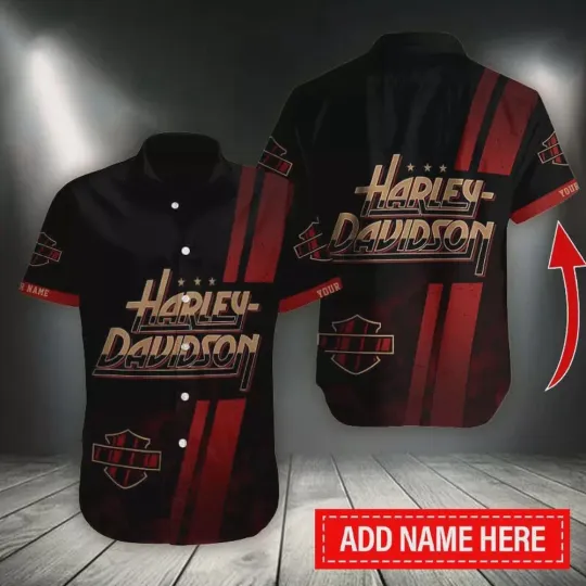 Red Personalized Harley Davison 3D Printed Hawaiian Shirt