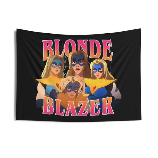 Discover Blonde Blazer Bootleg Rock Styles Flag, Blonde Blazer Indoor Wall Tapestries, Blonde Blazer Dispatch Pink Flag