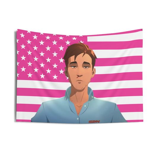 Discover Mecha Man nose bleeding Flag, Mecha Man Indoor Wall Tapestries, Mecha Man Dispatch Pink Flag