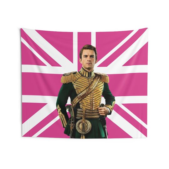 Discover Fiyero Emerald City ceremonial uniform Tapestries, Fiyero Tigelaar Pink Union Flag, Fiyero Jonathan Bailey Union Jack Indoor Wall Tapestries