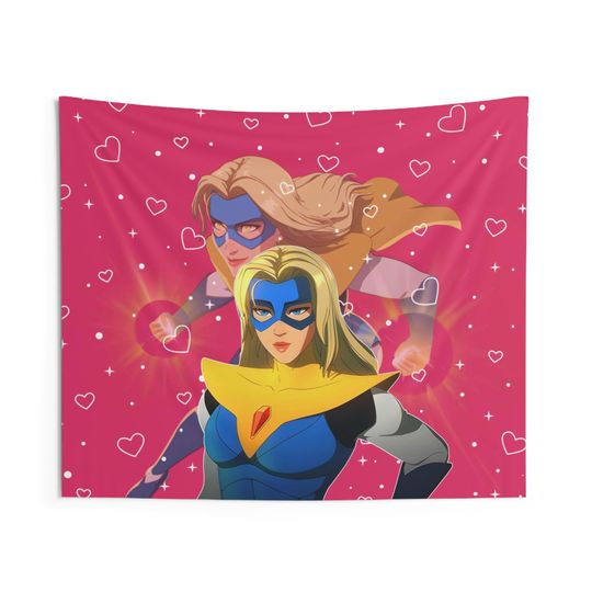 Discover Blonde Blazer Pink Heart Flag, Blonde Blazer Indoor Wall Tapestries, Blonde Blazer Dispatch Pink Flag