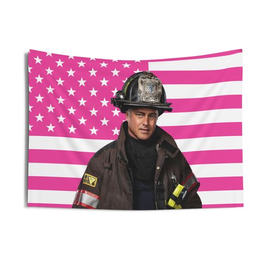 Discover Kelly Severide Flag, Kelly Severide Indoor Wall Tapestries, Taylor Kinney as Kelly Severide Pink Flag