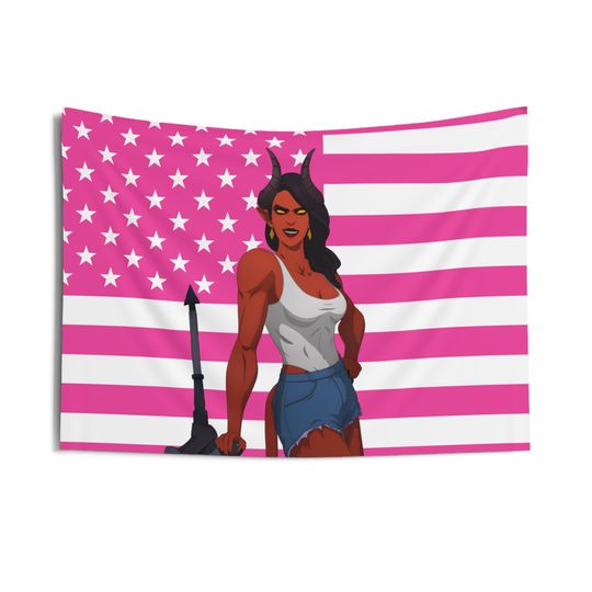 Discover Malevola (Dispatch) Flag, Malevola Indoor Wall Tapestries, Malevola Dispatch Pink Flag