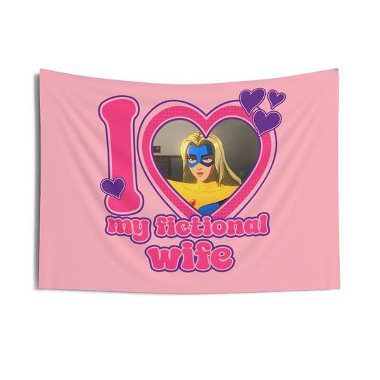 Discover I love my fictional wife Blonde Blazer Flag, Blonde Blazer Indoor Wall Tapestries, Blonde Blazer Dispatch Pink Flag