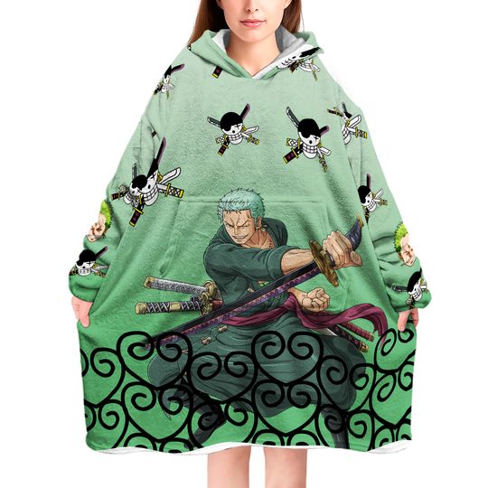 Zoro Pattern One Piece Pirates Oversized Blanket Hoodie