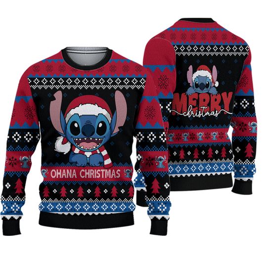 Christmas Lilo and Stitch Ugly Sweatshirts, Disneyland Christmas Ugly Sweatshirts