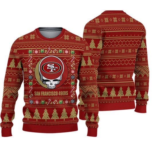 football Football 49ers Ugly Sweater Grateful Ugly Christmas Sweater