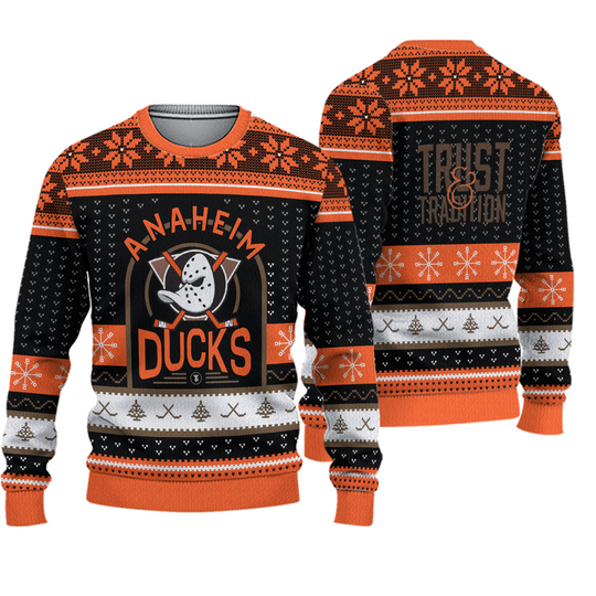 Trust and Tradition Men’s Anaheim Ducks Hockey Ugly Christmas Sweater Size XL
