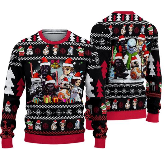 BG Star Wars Ugly Christmas Sweater, Mandalorian Darth Vader Santa Sweatshirt