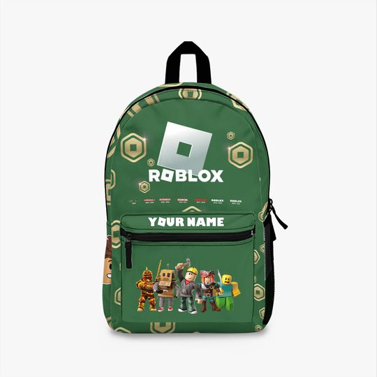 Roblox backpack personalized with name - Lightweight school backpack for children with laptop compartment, ideal for school, trips and Roblox fans