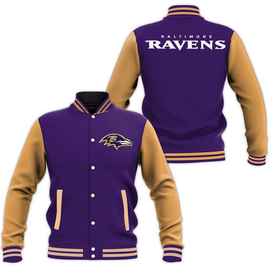 Baltimore Ravens Purple Body Gold Varsity Jacket