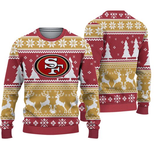 Christmas 49ers Reindeer Football Ugly Sweater, Christmas Gift
