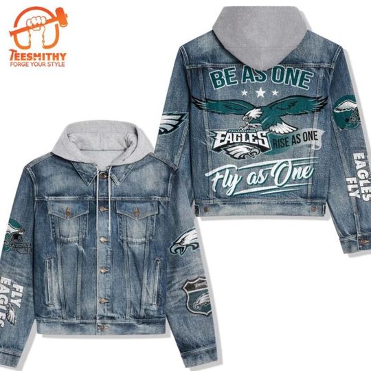 BE AS ONE Rise as One Philadelphia Eagles Hooded Denim Jacket