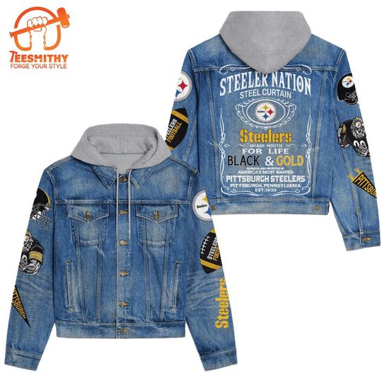Pittsburgh Steeler Hooded Denim Jacket for Streetwear Style