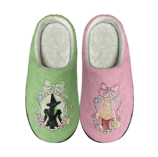 Wicked For Good Slippers Glinda And Elphaba Fluffy Slipper, Wicked Movie Cozy Shoes, Changed For Good, Wicked Fan Gifts House Shoes