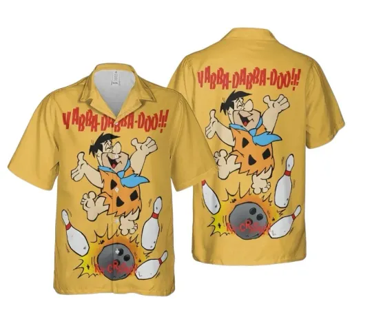 Discover The Flintstones Hawaiian Button Down Shirt Unisex Adults S-5XL