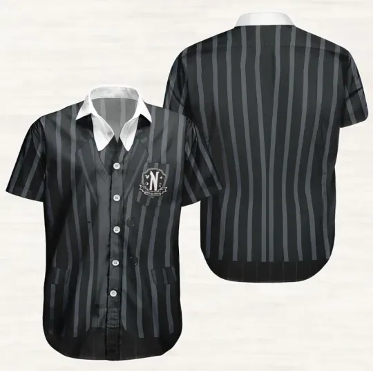 Wednesday Addams Cosplay Button Shirt, Nevermore Academy Hawaiian Shirt