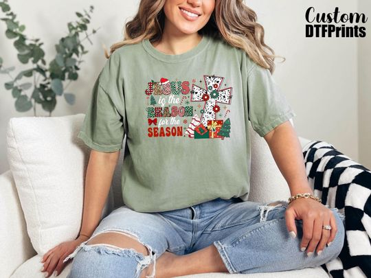 Discover Jesus Is The Reason Comfort Colors Shirt, Christmas Cross Shirt, New Years Eve Shirt, Christmas Jesus Shirt, Christian Holiday Gift Shirt