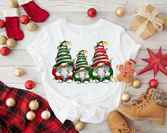 Discover Christmas Gnomes Shirt, Christmas Lights Gnome Shirt,Christmas Party Shirt,Christmas Family Gift,Christmas Season Shirt,Holiday Vacation Tee
