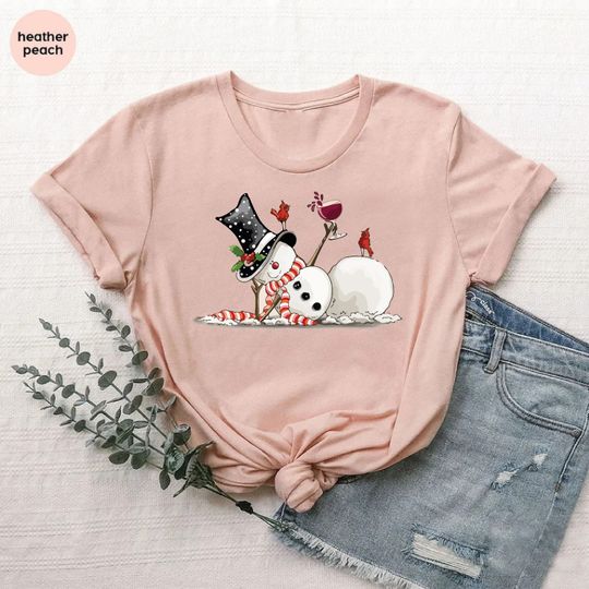 Discover Christmas Snowman Shirt, Snowman With Wine Shirt, Christmas Party Shirt, Funny Christmas Gifts, Gift For Winter Lover, Merry Xmas Shirt