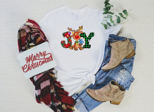 Discover Reindeer Joy Shirt, Christmas Shirt, Winter Vibes Shirt, Cute Winter Shirt, Happy New Year Shirt,Kids Merry Christmas Tee,Xmas Holiday Shirt