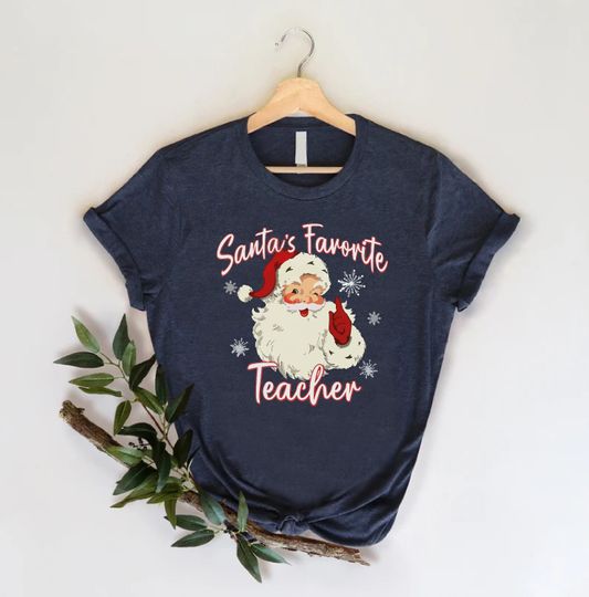 Discover Christmas Shirt, Santa's Favorite Teacher Shirt, Teacher Christmas Shirt, Christmas Gift For Teacher,Teacher Appreciation Tee,Christmas Gift