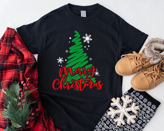 Discover Women's Christmas Shirts, Merry Christmas Shirt, Christmas Tree Shirt,Christmas Gifts,Family Matching Christmas T-shirt,Cute Christian Shirt