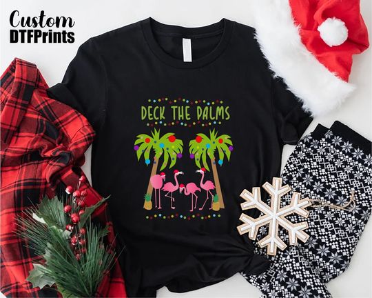 Discover Tropical Christmas Tshirt, Summer Christmas Shirt, Xmas In July Gift, Summer Santa Tee, Xmas Palm Trees Shirt, Christmas Family Gift Shirt