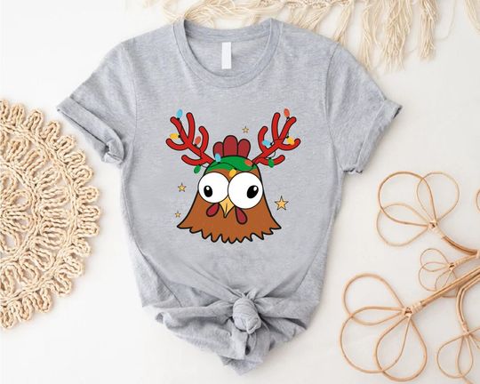 Discover Christmas Hen Shirt, Christmas Farmer Shirt, Christmas Gift For Farmer, Chicken Lover Shirt, Cute Reindeer Hen Shirt, Merry Christmas Shirt