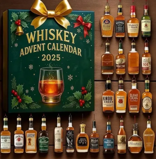 Discover 2025 Whiskey Advent Calendar: 24 Days Without Repetition, 2D Christmas Decor