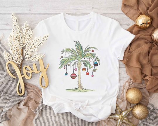 Discover Christmas Palm Tree Shirt,Christmas Tree Tee,Gift For Christmas,Tropical Palm Christmas Tree,Christmas In Florida Tee, Beach Aloha Xmas Tree