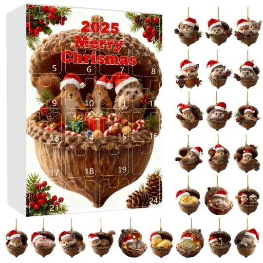 Discover Animal-Themed 2025 Advent Calendar Blind Box with Christmas Ornaments