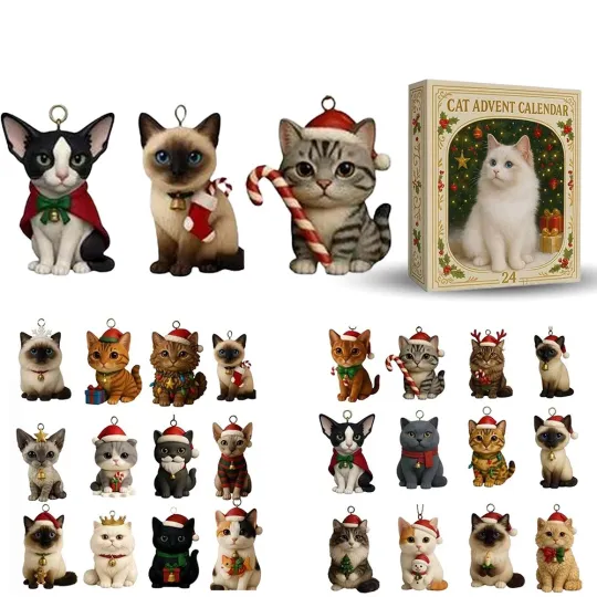 Discover Christmas Advent Calendar 2025 Collectible Funny 2D Cat Blind Box 24 Days Gifts