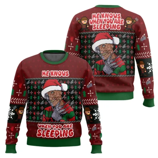 He Know When You Are Sleeping Freddy Krueger Ugly Christmas Sweater
