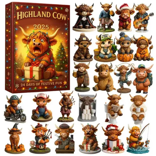 Discover 2025 Highland Cow 3D Advent Calendar Kids Xmas Gift 24 Days Christmas Countdown
