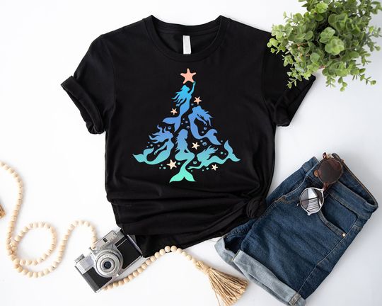 Discover Christmas Mermaid Shirt, Mermaid Christmas Tree Shirt, Christmas Gifts, Girls Christmas Shirt, Summer Christmas Shirt, Christmas Holiday Tee