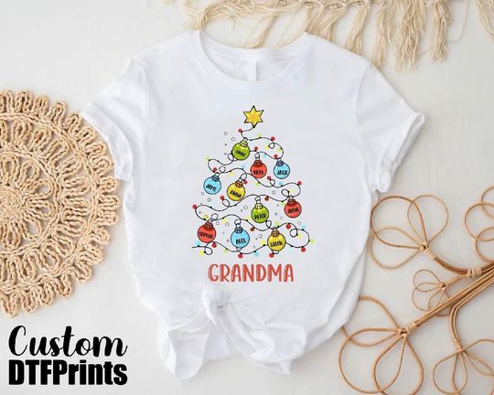 Discover Custom Grandma Christmas Shirt,Personalized Christmas Gigi Shirt