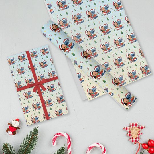 Discover Disney Stitch Christmas Wrapping Paper, Disney Lilo And Stitch Gift Wrap, Stitch And Angel Wrapping Paper, Disney Stitch Christmas
