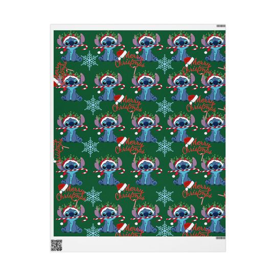 Lilo and stitch Candy Cane Wrapping Paper | Christmas Gift Wrap