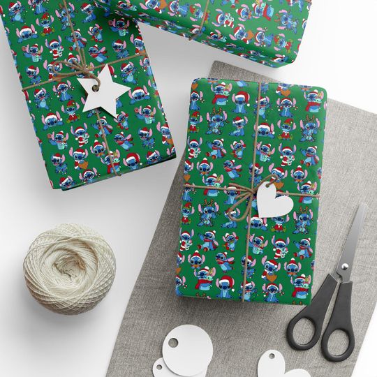 Discover Gift Wrap Set, Holiday Wrapping Paper, Festive Gift Wrap, Decorative Wrap Sheets, Craft Paper Roll, stitch inspired design