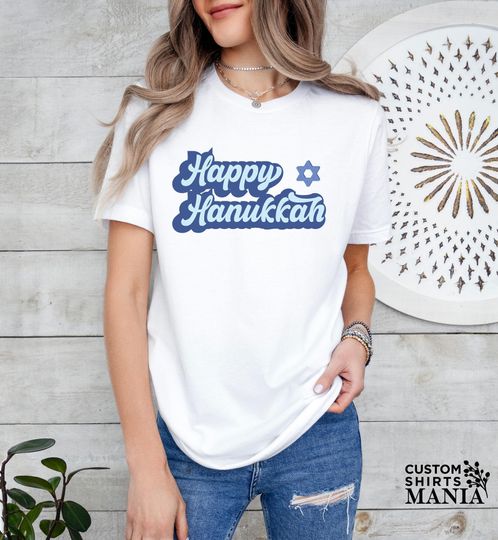 Discover Happy Hanukkah Shirt, Retro Menorah Shirt, Jewish Holiday Shirt, Chanukah Family Gift, Festival of Lights Shirt, Jewish Christmas Gift Shirt