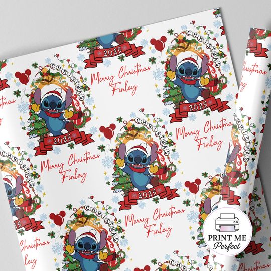 Discover Stitch Christmas Personalised Wrapping Paper - Childrens Xmas Gift Wrap