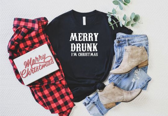 Discover Merry Drunk Shirt, I'm Christmas Shirt, Christmas Party Shirt, Men's Christmas Shirt, Christmas Gift For Beer Lover, Drinking Day Gift Shirt