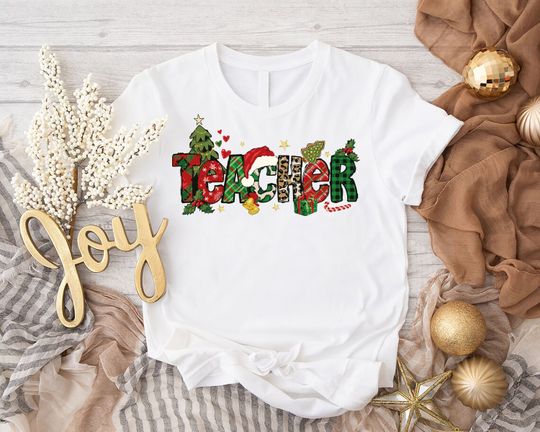 Discover Teacher Christmas Shirt, Christmas Gift For Teacher, Teacher Appreciation, Christmas Print For Teacher Shirt,Christmas School Shirt,Xmas Tee