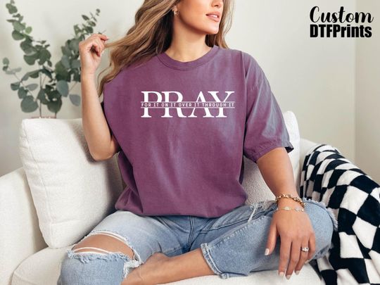 Religious Christmas Comfort Colors Shirt, Pray On It Pray Over It Pray Through It Tee