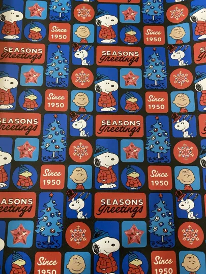 PEANUTS CHARLIE BROWN SNOOP Christmas Wrapping Paper