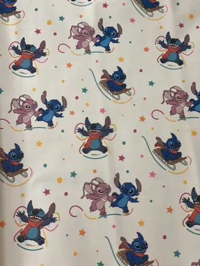 Disney STITCH And ANGEL Light Blue Christmas Wrapping Paper
