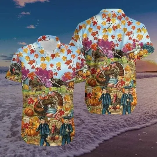 Discover Turkey Give Thanks Thanksgiving Hawaiian Shirt
