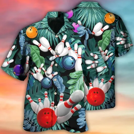 Discover 3D Bowling Hawaiian Shirt Tropical Leaves Hawaiian Shirt