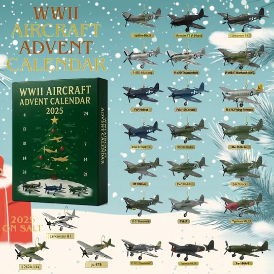 Discover WWII AIRCRAFT 2025 Christmas Advent Calendar, Fan Gifts, Collectible Gift Sets, Perfect Holiday Decorations, 24 Day Fantasy Countdown